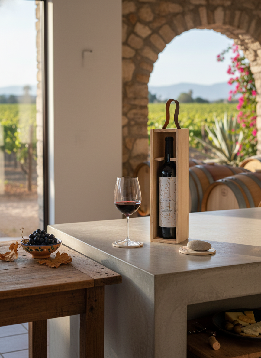 Caja de Madera con Vino Tinto Mexicano Motivos 2022 – Regalo Ideal